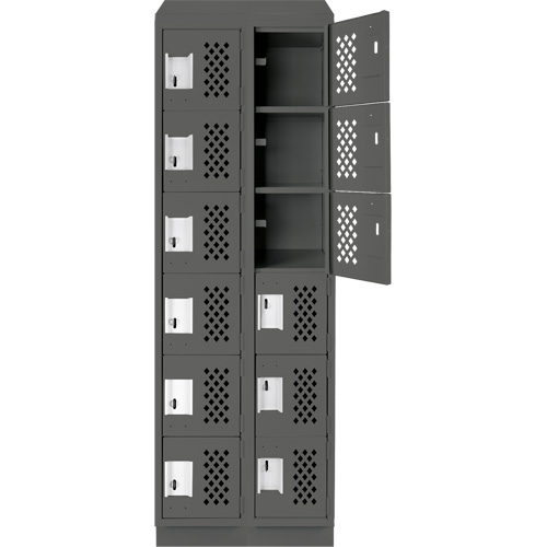 Assembled Lockerettes Clean Line Perforated Economy Lockers, 6 -tier, Bank of 2, 18" x 72" x 12", Steel Kelford