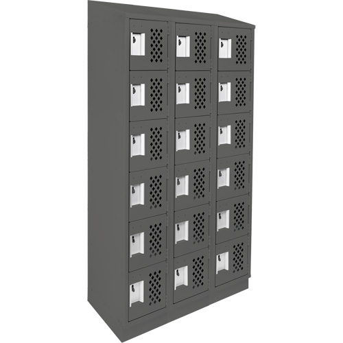 Assembled Lockerettes Clean Line Perforated Economy Lockers, 6 -tier, Bank of 3, 18" x 72" x 12", Steel Kelford