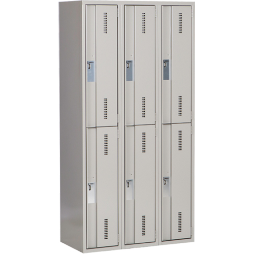 Concorde Heavy-Duty Lockers, 2 -tier, Bank of 3, 36" x 18" x 72", Steel, Grey, Welded (Assembled) Kelford