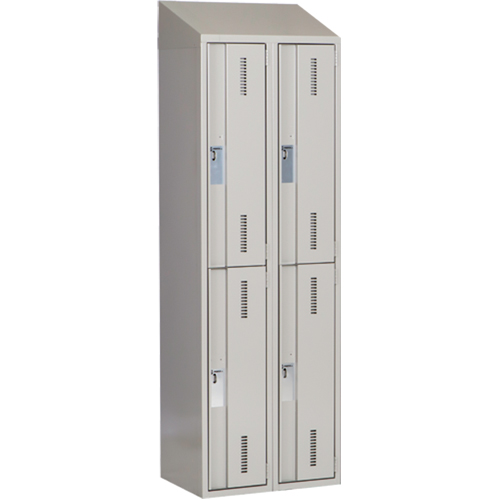 Concorde Heavy-Duty Lockers, 2 -tier, Bank of 2, 24" x 18" x 78", Steel, Grey, Welded (Assembled) Kelford