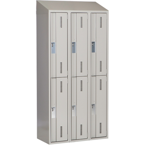 Concorde Heavy-Duty Lockers, 2 -tier, Bank of 3, 36" x 18" x 78", Steel, Grey, Welded (Assembled) Kelford