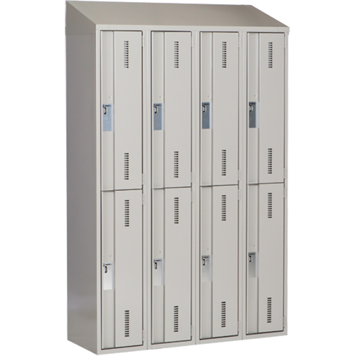 Concorde Heavy-Duty Lockers, 2 -tier, Bank of 4, 48" x 18" x 78", Steel, Grey, Welded (Assembled) Kelford