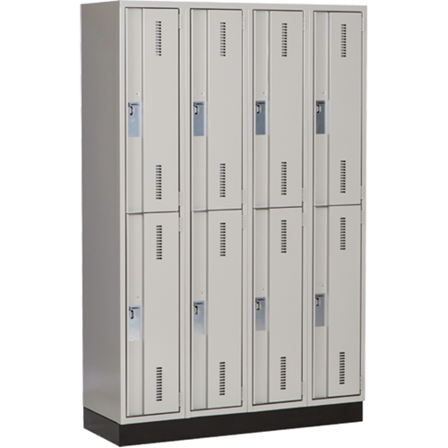 Concorde Heavy-Duty Lockers, 2 -tier, Bank of 4, 48" x 18" x 76", Steel, Grey, Welded (Assembled) Kelford