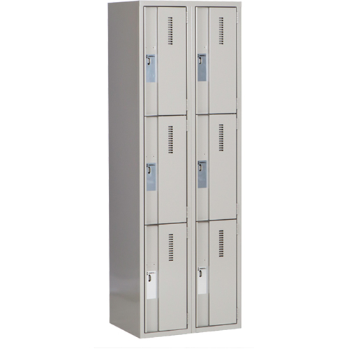Concorde Heavy-Duty Lockers, 3 -tier, Bank of 2, 24" x 18" x 72", Steel, Grey, Welded (Assembled) Kelford