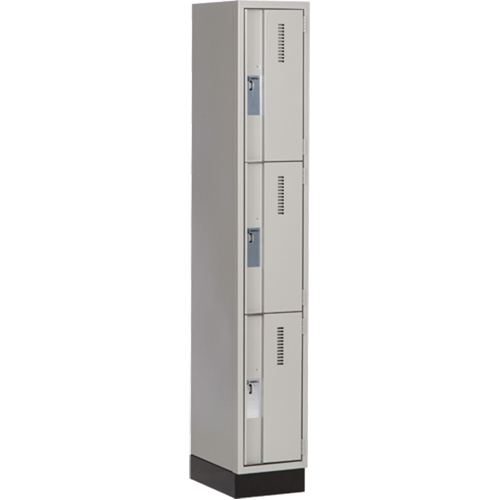 Concorde Heavy-Duty Lockers, 3 -tier, 12" x 18" x 76", Steel, Grey, Welded (Assembled) Kelford
