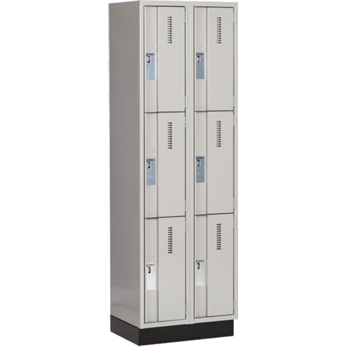 Concorde Heavy-Duty Lockers, 3 -tier, Bank of 2, 24" x 18" x 76", Steel, Grey, Welded (Assembled) Kelford