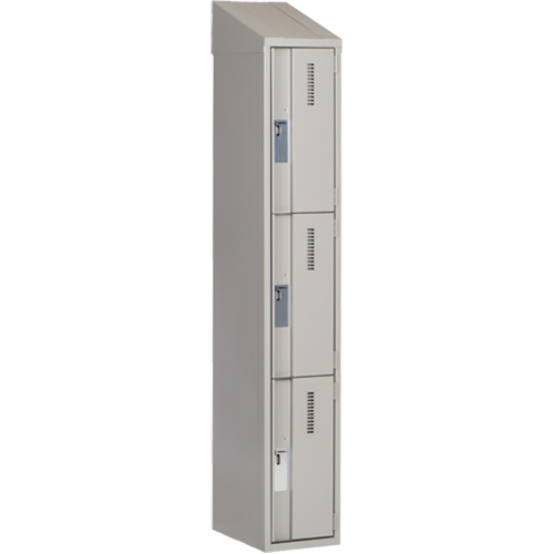 Concorde Heavy-Duty Lockers, 3 -tier, 12" x 18" x 78", Steel, Grey, Welded (Assembled) Kelford