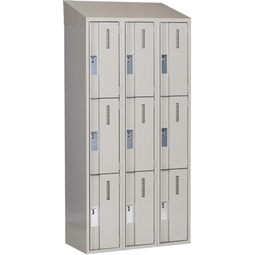 Concorde Heavy-Duty Lockers, 3 -tier, Bank of 3, 36" x 18" x 78", Steel, Grey, Welded (Assembled) Kelford