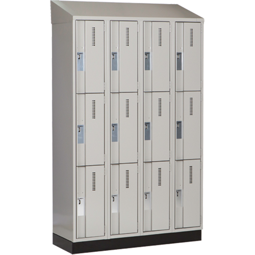 Concorde Heavy-Duty Lockers, 3 -tier, Bank of 4, 48" x 18" x 82", Steel, Grey, Welded (Assembled) Kelford
