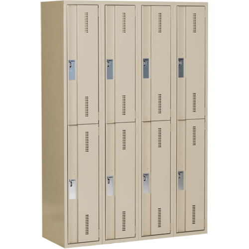 Concorde Heavy-Duty Lockers, 2 -tier, Bank of 4, 48" x 18" x 72", Steel, Beige, Welded (Assembled) Kelford