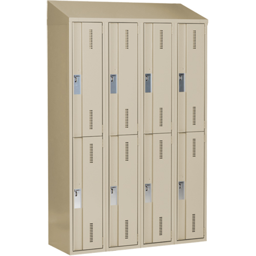 Concorde Heavy-Duty Lockers, 2 -tier, Bank of 4, 48" x 18" x 78", Steel, Beige, Welded (Assembled) Kelford