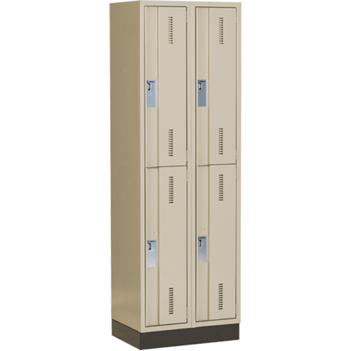 Concorde Heavy-Duty Lockers, 2 -tier, Bank of 2, 24" x 18" x 76", Steel, Beige, Welded (Assembled) Kelford