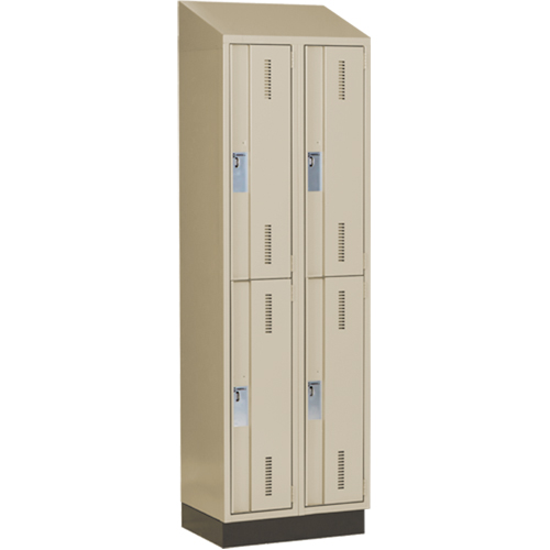 Concorde Heavy-Duty Lockers, 2 -tier, Bank of 2, 24" x 18" x 82", Steel, Beige, Welded (Assembled) Kelford