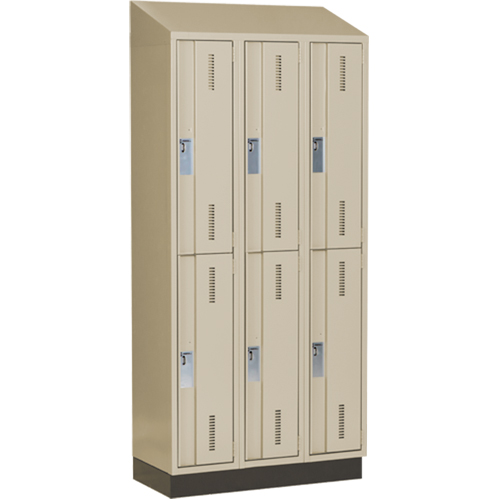 Concorde Heavy-Duty Lockers, 2 -tier, Bank of 3, 36" x 18" x 82", Steel, Beige, Welded (Assembled) Kelford
