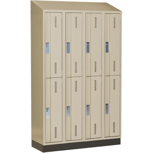 Concorde Heavy-Duty Lockers, 2 -tier, Bank of 4, 48" x 18" x 82", Steel, Beige, Welded (Assembled) Kelford