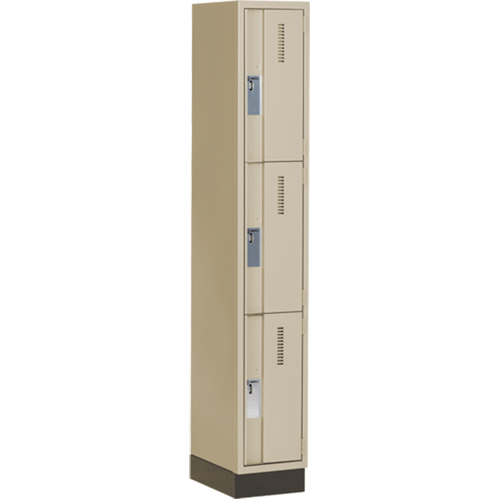 Concorde Heavy-Duty Lockers, 3 -tier, 12" x 18" x 76", Steel, Beige, Welded (Assembled) Kelford