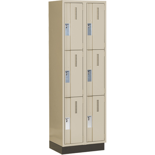 Concorde Heavy-Duty Lockers, 3 -tier, Bank of 2, 24" x 18" x 76", Steel, Beige, Welded (Assembled) Kelford