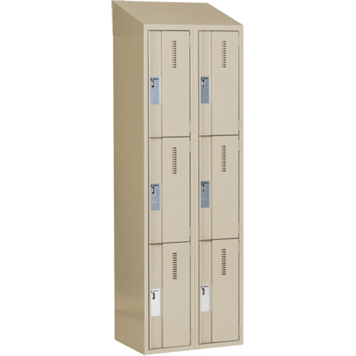 Concorde Heavy-Duty Lockers, 3 -tier, Bank of 2, 24" x 18" x 78", Steel, Beige, Welded (Assembled) Kelford