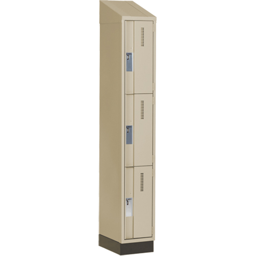 Concorde Heavy-Duty Lockers, 3 -tier, 12" x 18" x 82", Steel, Beige, Welded (Assembled) Kelford