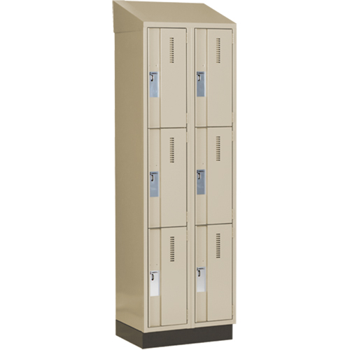Concorde Heavy-Duty Lockers, 3 -tier, Bank of 2, 24" x 18" x 82", Steel, Beige, Welded (Assembled) Kelford