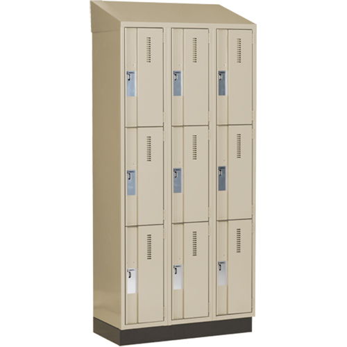 Concorde Heavy-Duty Lockers, 3 -tier, Bank of 3, 36" x 18" x 82", Steel, Beige, Welded (Assembled) Kelford