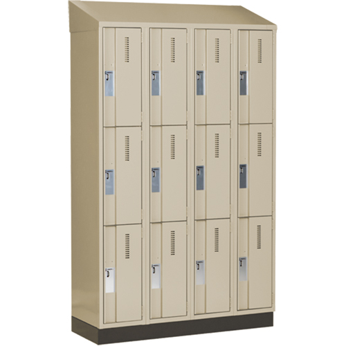 Concorde Heavy-Duty Lockers, 3 -tier, Bank of 4, 48" x 18" x 82", Steel, Beige, Welded (Assembled) Kelford