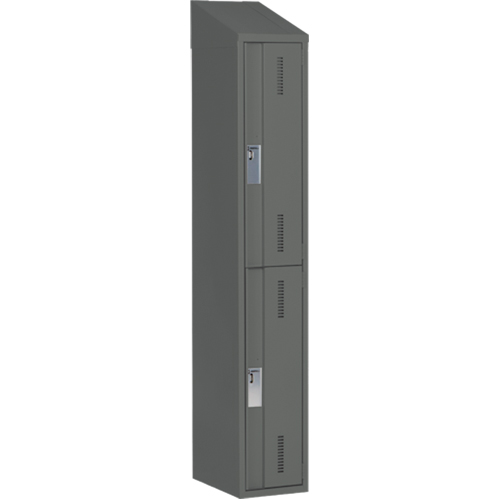 Concorde Heavy-Duty Lockers, 2 -tier, 12" x 18" x 78", Steel, Charcoal, Welded (Assembled) Kelford