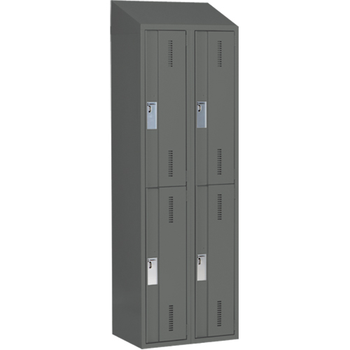 Concorde Heavy-Duty Lockers, 2 -tier, Bank of 2, 24" x 18" x 78", Steel, Charcoal, Welded (Assembled) Kelford
