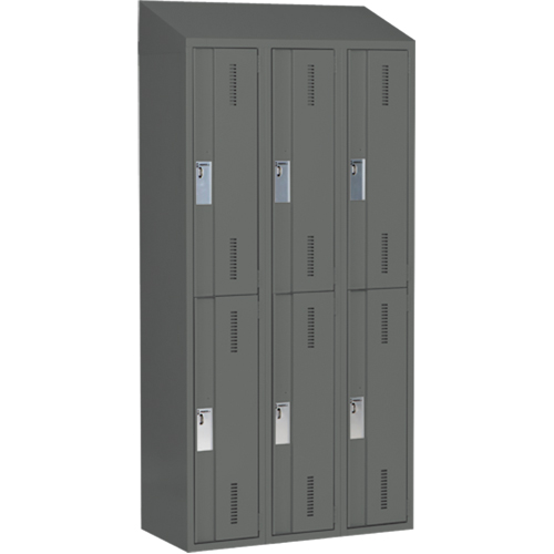 Concorde Heavy-Duty Lockers, 2 -tier, Bank of 3, 36" x 18" x 78", Steel, Charcoal, Welded (Assembled) Kelford