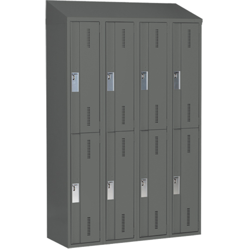 Concorde Heavy-Duty Lockers, 2 -tier, Bank of 4, 48" x 18" x 78", Steel, Charcoal, Welded (Assembled) Kelford