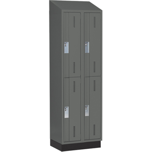 Concorde Heavy-Duty Lockers, 2 -tier, Bank of 2, 24" x 18" x 82", Steel, Charcoal, Welded (Assembled) Kelford