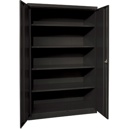 Deep Hi-Boy Storage Cabinet, Steel, 4 Shelves, 72" H x 36" W x 24" D, Black Kelford