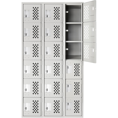 Clean Line Lockerettes, 6 -tier, Bank of 3, 18" x 72" x 12", Steel Kelford