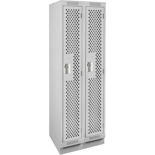 Clean Line Lockers, Bank of 2, 24" x 15" x 76", Steel, Grey, Rivet (Assembled), Perforated Kelford