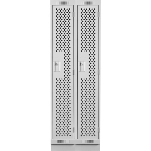 Clean Line Lockers, Bank of 2, 24" x 15" x 76", Steel, Grey, Rivet (Assembled), Perforated Kelford