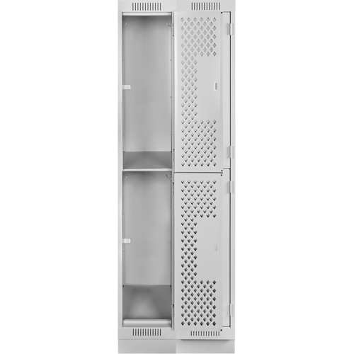 Clean Line Lockers, 2 -tier, Bank of 2, 24" x 15" x 76", Steel, Grey, Rivet (Assembled), Perforated Kelford