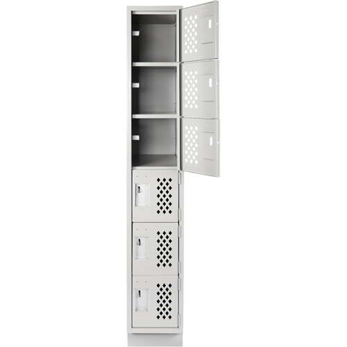 Assembled Lockerettes Clean Line Perforated Economy Lockers, 6 -tier, 18" x 72" x 12", Steel Kelford