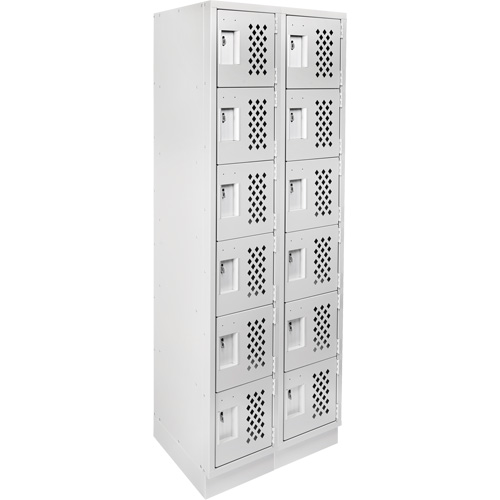 Assembled Lockerettes Clean Line Perforated Economy Lockers, 6 -tier, Bank of 2, 18" x 72" x 12", Steel Kelford