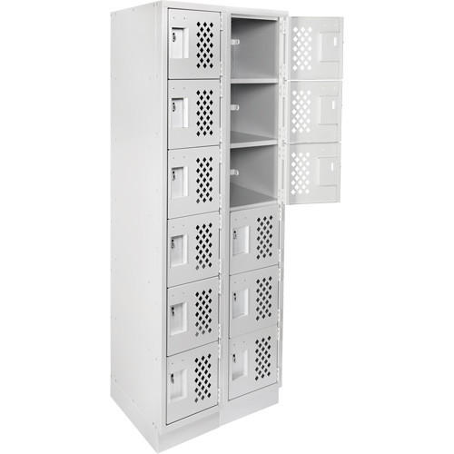 Assembled Lockerettes Clean Line Perforated Economy Lockers, 6 -tier, Bank of 2, 18" x 72" x 12", Steel Kelford