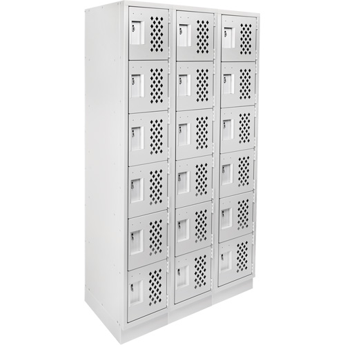 Assembled Lockerettes Clean Line Perforated Economy Lockers, 6 -tier, Bank of 3, 18" x 72" x 12", Steel Kelford