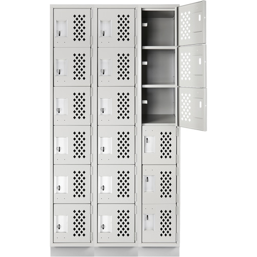 Assembled Lockerettes Clean Line Perforated Economy Lockers, 6 -tier, Bank of 3, 18" x 72" x 12", Steel Kelford