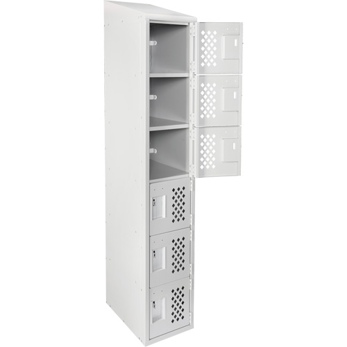 Assembled Lockerettes Clean Line Perforated Economy Lockers, 6 -tier, 18" x 72" x 12", Steel Kelford
