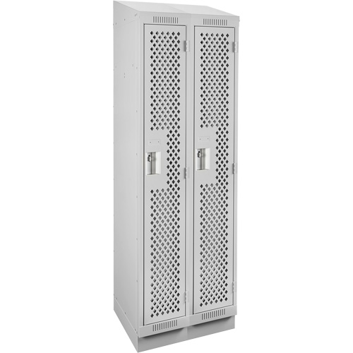 Clean Line Lockers, Bank of 2, 24" x 12" x 82", Steel, Grey, Rivet (Assembled), Perforated Kelford