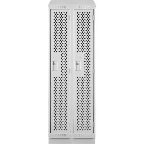 Clean Line Lockers, Bank of 2, 24" x 12" x 82", Steel, Grey, Rivet (Assembled), Perforated Kelford