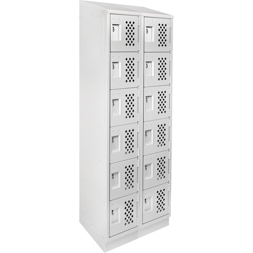 Assembled Lockerettes Clean Line Perforated Economy Lockers, 6 -tier, Bank of 2, 18" x 72" x 12", Steel Kelford