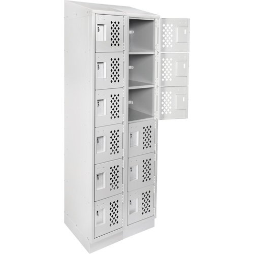 Assembled Lockerettes Clean Line Perforated Economy Lockers, 6 -tier, Bank of 2, 18" x 72" x 12", Steel Kelford