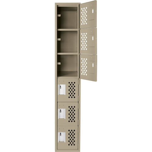 Assembled Lockerettes Clean Line Perforated Economy Lockers, 6 -tier, 18" x 72" x 12", Steel Kelford