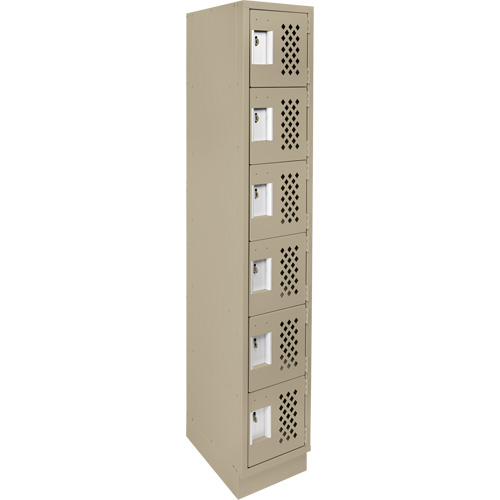 Assembled Lockerettes Clean Line Perforated Economy Lockers, 6 -tier, 18" x 72" x 12", Steel Kelford