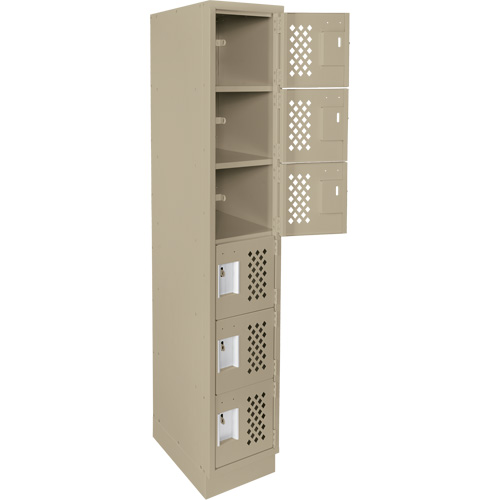 Assembled Lockerettes Clean Line Perforated Economy Lockers, 6 -tier, 18" x 72" x 12", Steel Kelford