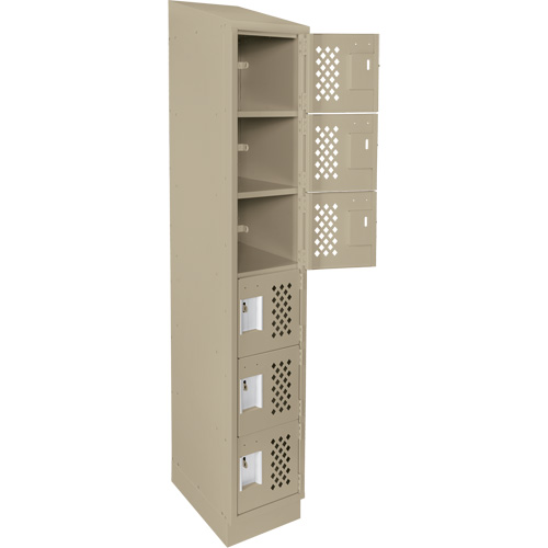 Assembled Lockerettes Clean Line Perforated Economy Lockers, 6 -tier, 18" x 72" x 12", Steel Kelford